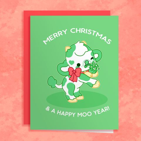 Mistletoe Cow Holiday Card