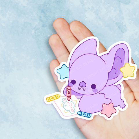 Drawing Bright Bat Mascot Vinyl Sticker