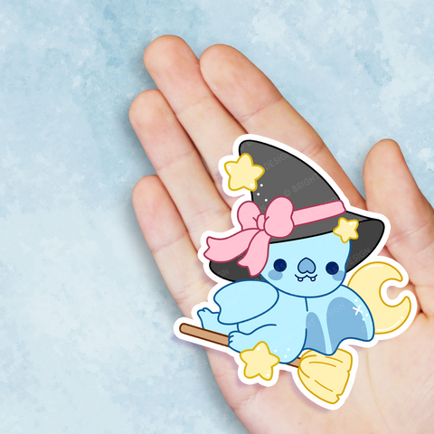 Bright Bat Broom Witch Vinyl Sticker