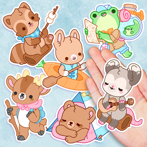 Camping Animals Vinyl Sticker Set