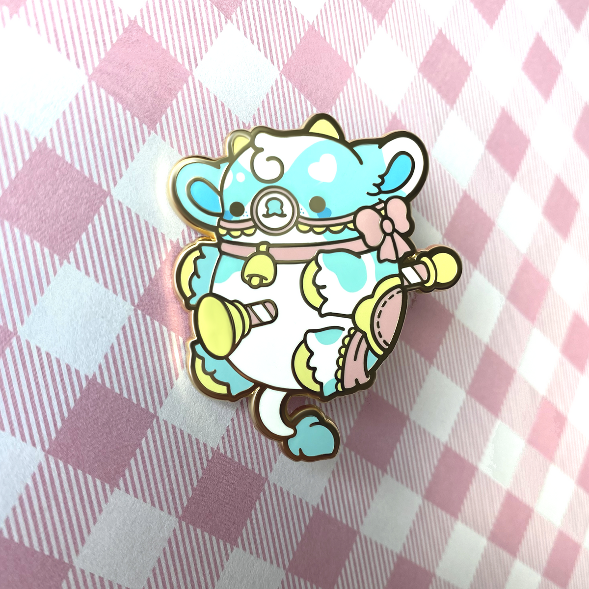 Calliope the Carousel Cow Nugget Enamel Pin – Bright Bat Design