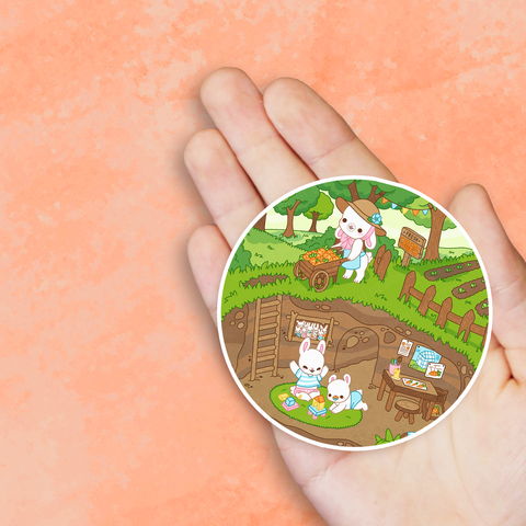 Carrot Farmer Bunny Family Vinyl Sticker