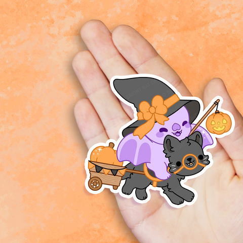 Bright Bat Witch Cat Parade Vinyl Sticker