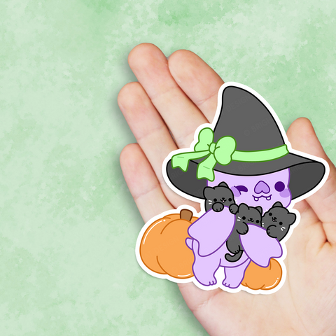 Bright Bat Cat Witch Vinyl Sticker