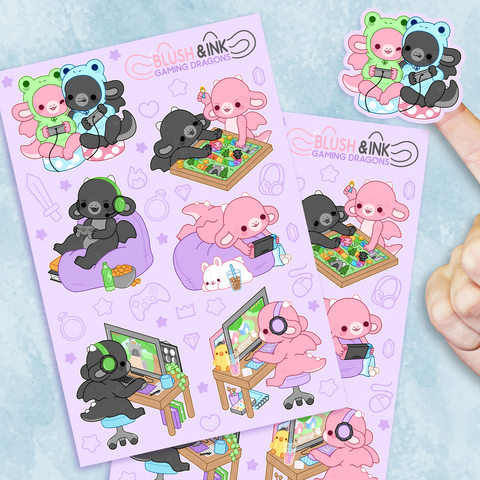 Ink and Blush Gamers Sticker Sheets (2 Pack)