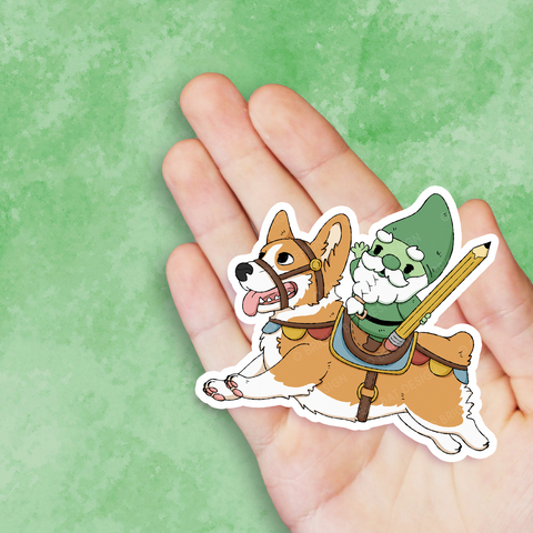 Color Gnome Corgi Vinyl Sticker