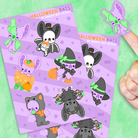 Halloween Bright Bats Sticker Sheets (2 Pack)