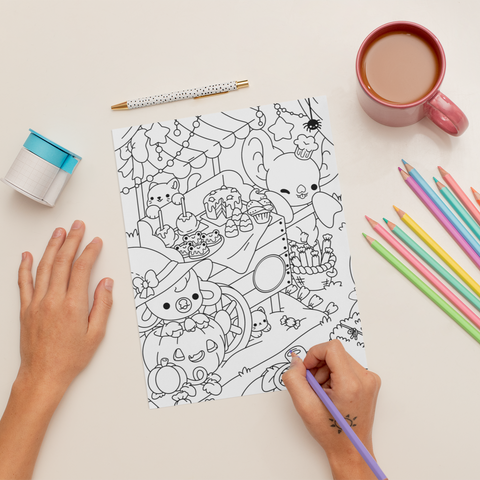 Halloween Market Coloring Page ( Digital Download )