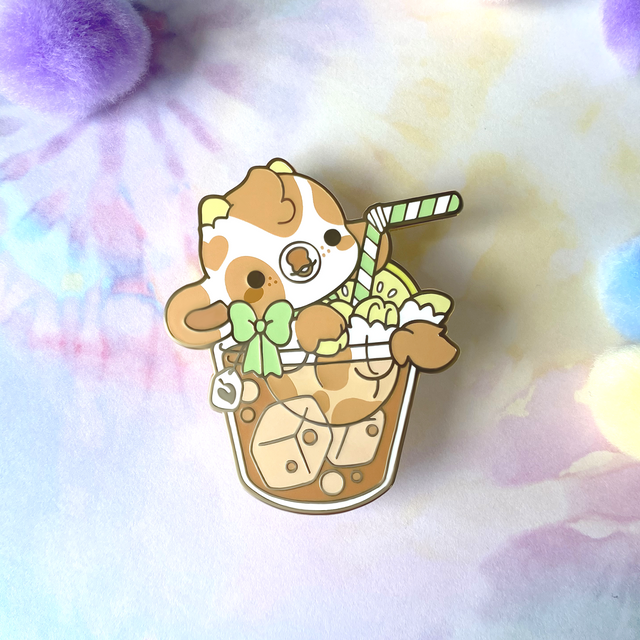 Earl (Grey) the Iced Tea Cow Enamel Pin – Bright Bat Design