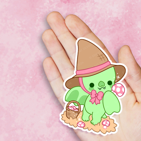 Bright Bat Mushroom Witch Vinyl Sticker