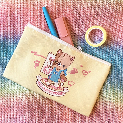 Practice Makes Progress Plushie Cat Pencil Case