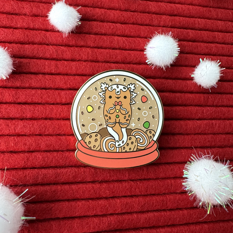Gingerbread Snow Globe Lotl Enamel Pin