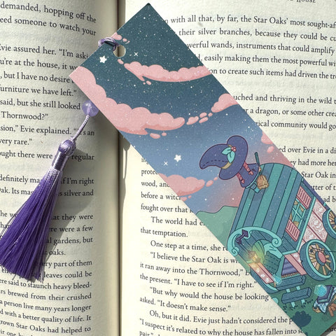 Flower Cliff Witch Glitter Tassel Bookmark