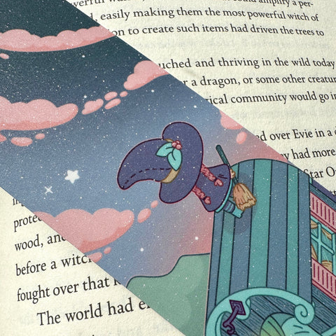 Flower Cliff Witch Glitter Tassel Bookmark