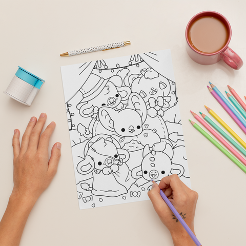Scary Movie Night Coloring Page ( Digital Download )