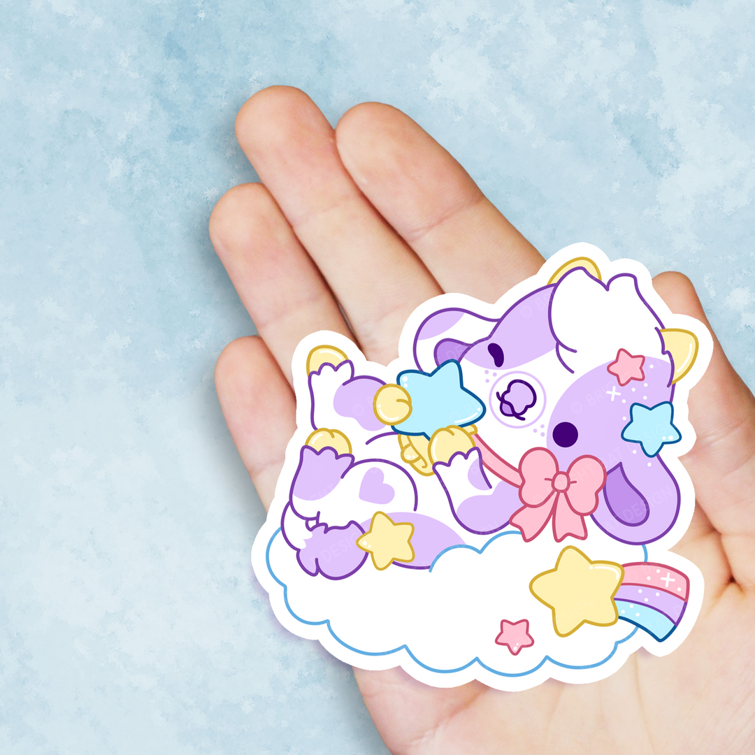 Stardust the Sleepy Cow Vinyl Sticker – Bright Bat Design
