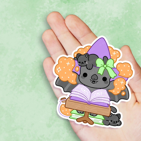 Bright Bat Spellbook Witch Vinyl Sticker