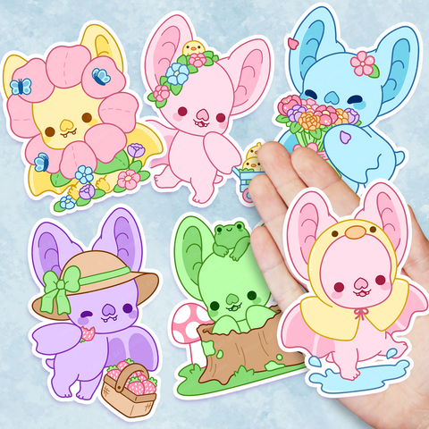Spring Bright Bats Vinyl Sticker Set