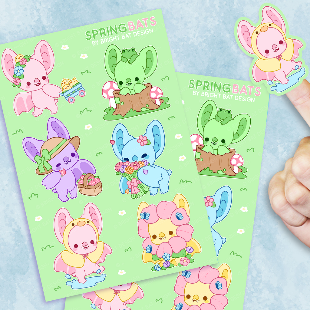 Spring Bright Bats Sticker Sheets (2 Pack)