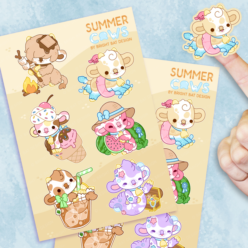 Summer Cows Sticker Sheets (2 Pack)