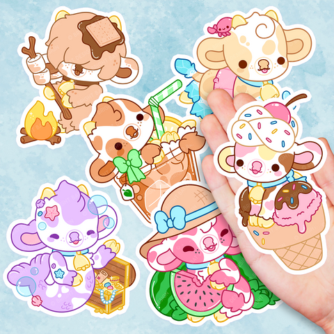 Summer Cows Vinyl Sticker Set