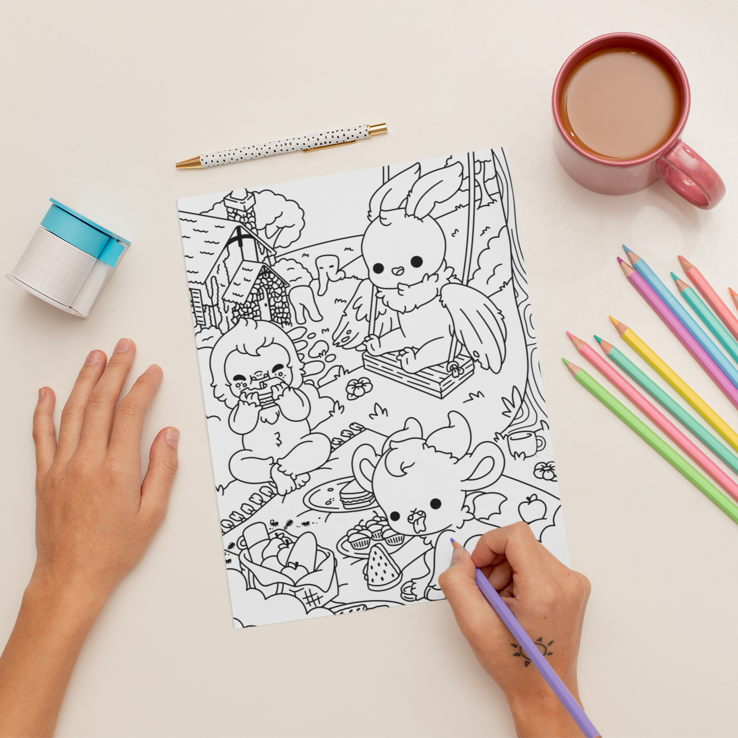 Cottage Cryptids Coloring Page ( Digital Download ) – Bright Bat Design