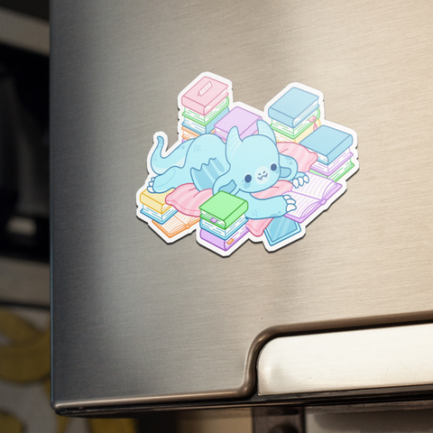 Book Hoarding Dragon Magnet