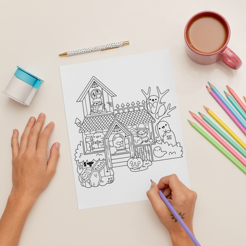 Haunted House Coloring Page ( Digital Download )