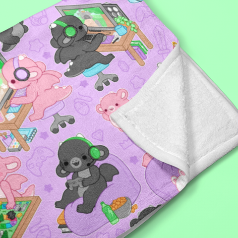 Ink and Blush Gamer Dragons Throw Blanket