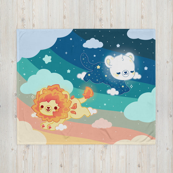 Sun and Moon Lions Throw Blanket