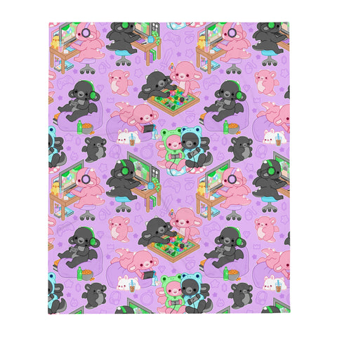 Ink and Blush Gamer Dragons Throw Blanket