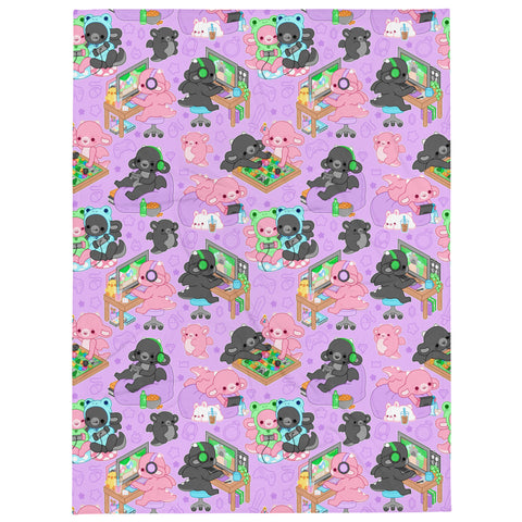 Ink and Blush Gamer Dragons Throw Blanket