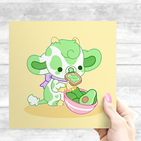 Guacamole the Avocado Cow Print