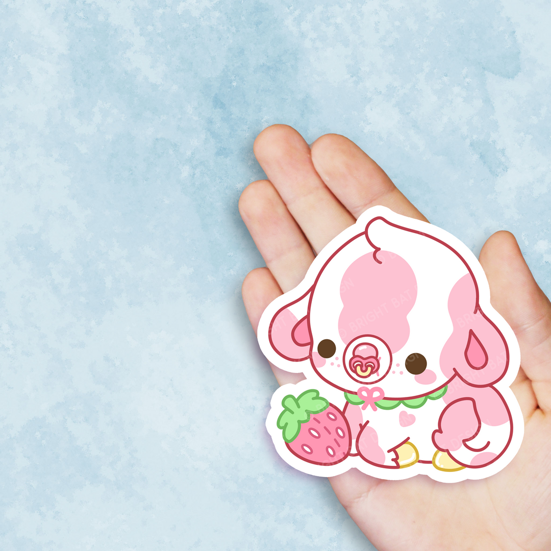 Baby Shortcake the Strawberry Cow Vinyl Sticker – Bright Bat Design