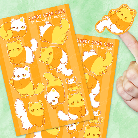 Candy Corn Cats Sticker Sheets (2 Pack)