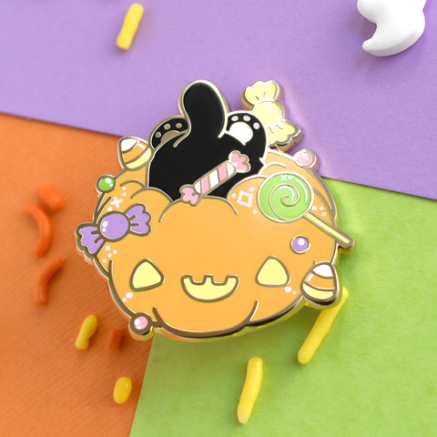 Candy Cat Pumpkin Enamel Pin