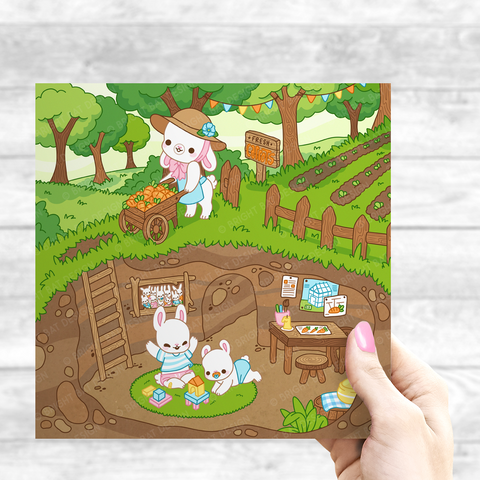 Carrot Farmer Bunny Print