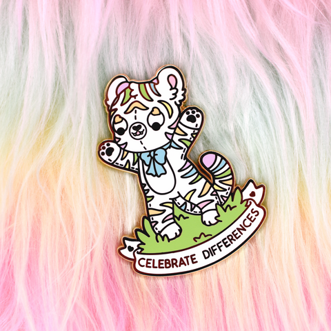 Celebrate Differences Rainbow Tiger Enamel Pin