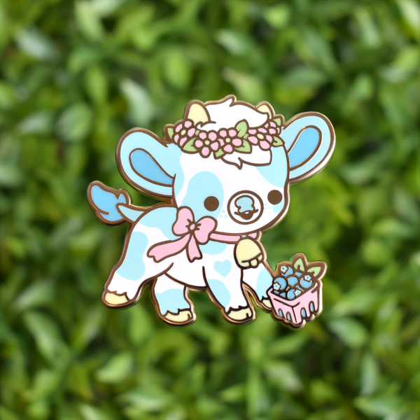 Cobbler the Blueberry Cow Enamel Pin