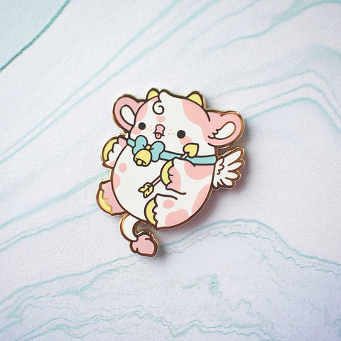 Crush the Cupid Cow Nugget Enamel Pin