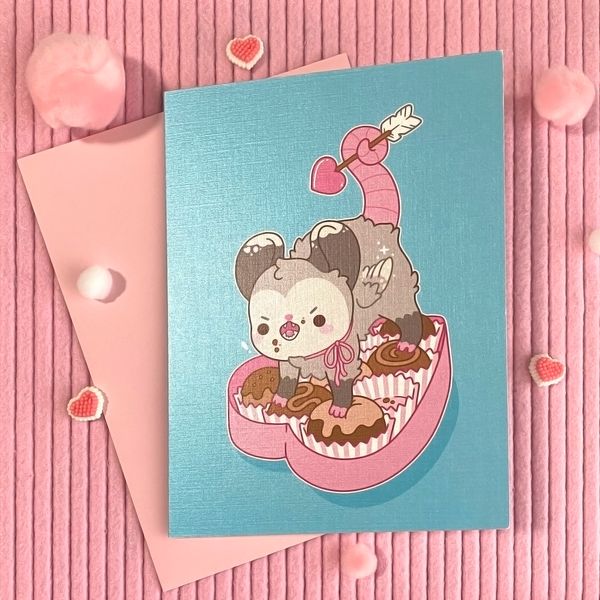 Cupid Opossum Valentine's Day Card