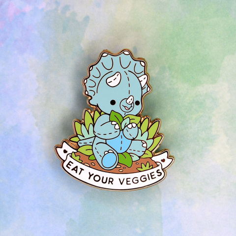 Eat Your Veggies Dino Enamel Pin