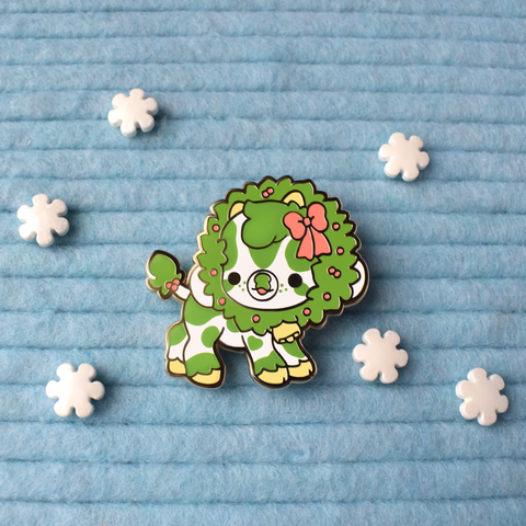 Holly the Evergreen Cow Enamel Pin