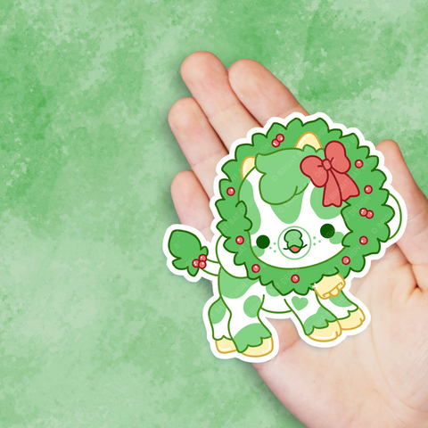 Holly the Evergreen Cow Vinyl Sticker