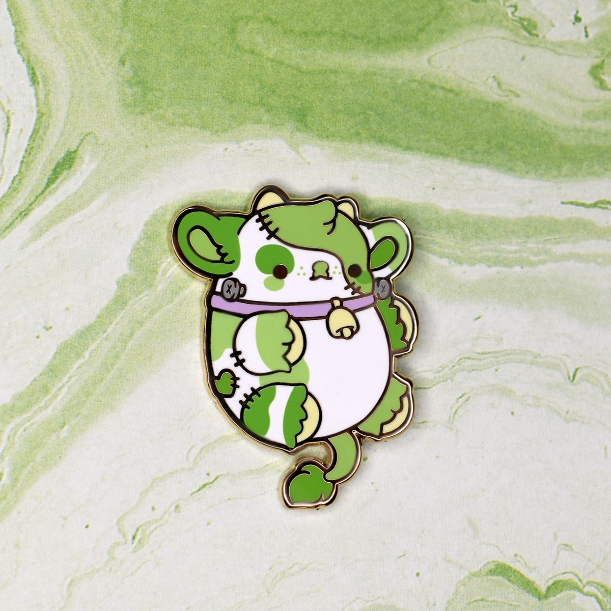 Frankie the Monster Cow Nugget Enamel Pin – Bright Bat Design