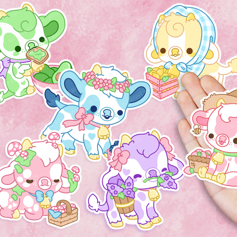Garden Cows Vinyl Sticker Set