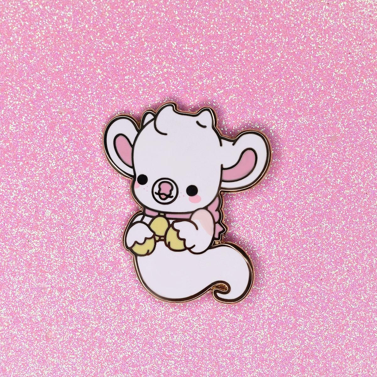 Chilly the Ghost Cow Enamel Pin – Bright Bat Design