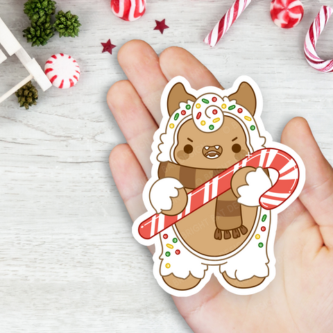 Gingerbread Yeti Vinyl Sticker