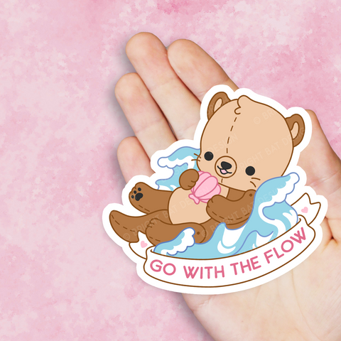 Go With The Flow Otter Vinyl Sticker