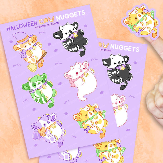 Halloween Cow Nuggets Sticker Sheets (2 Pack) – Bright Bat Design